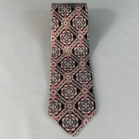 CHRISTIAN DIOR Black Purple Abstract Silk Tie - Picture 3 of 5